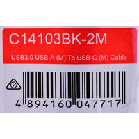 USB A zu USB-C-Kabel Unitek C14103BK-2M Schwarz 2 m