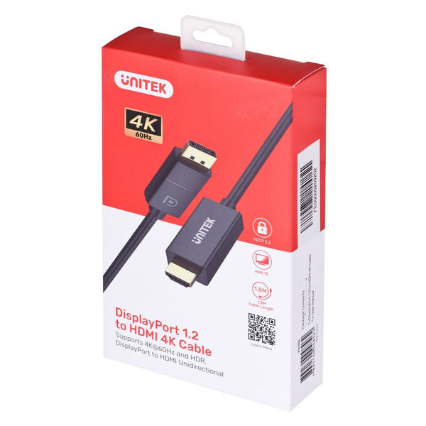 DisplayPort-Kabel zu HDMI Unitek V1608A Schwarz 1,8 m