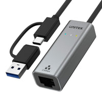 USB-C-zu-Ethernet-Adapter Unitek U1313C Grau 30 cm