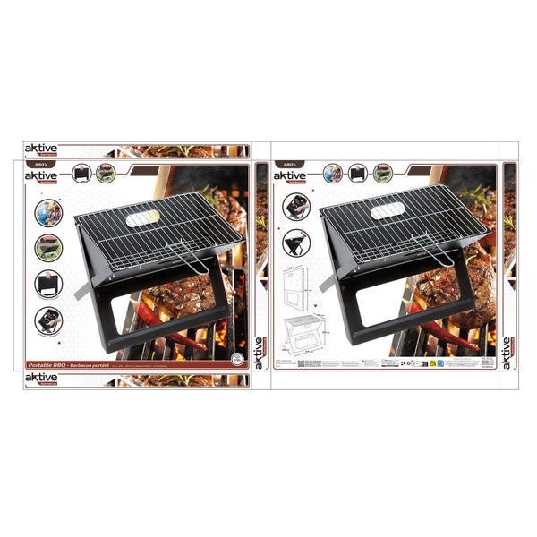 Grill Tragbarer Aktive Schwarz Stahl Eisen 45 x 30 x 29 cm