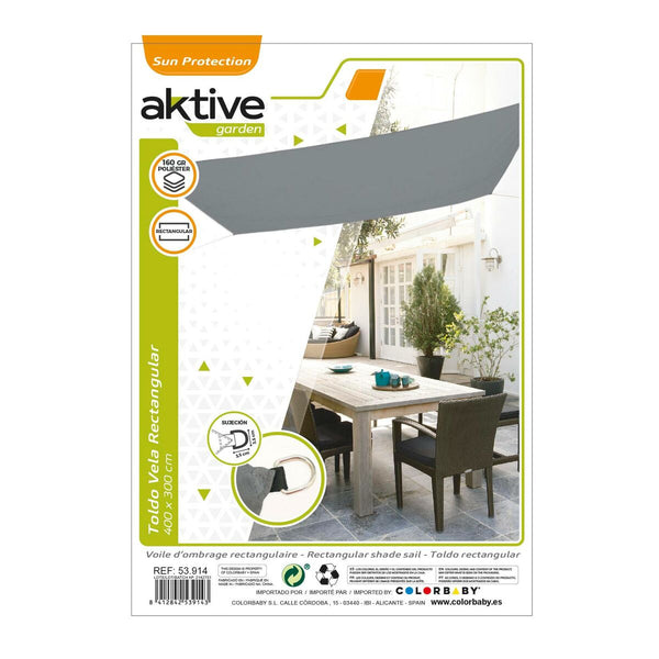 Sonnensegel Aktive Dreieckig Grau 300 x 0,5 x 400 cm (4 Stück)