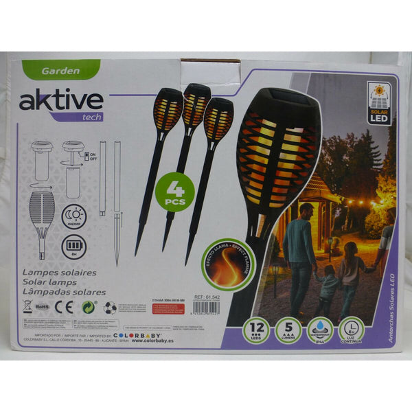 Solar-Gartenfackel-Set Aktive Kunststoff 7,5 x 50 x 7,5 cm (4 Stück)