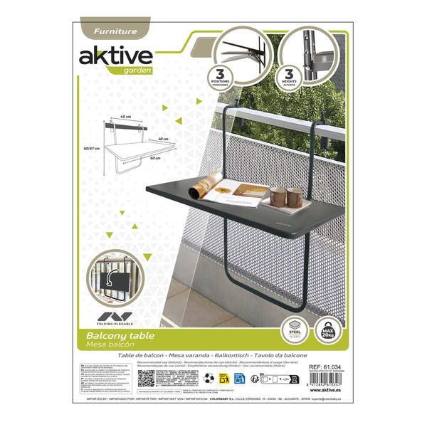 Table Klapptisch Aktive Zum Aufhängen auf dem Balkon Stahl 60 x 66,5 x 40 cm (4 Stück)