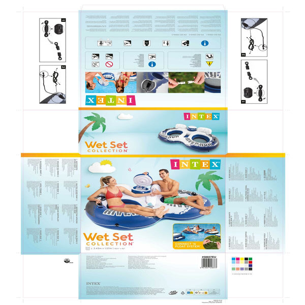 Schwimmreifen Intex River Run 2 243 x 51 x 157 cm Blau Weiß (3 Stück)