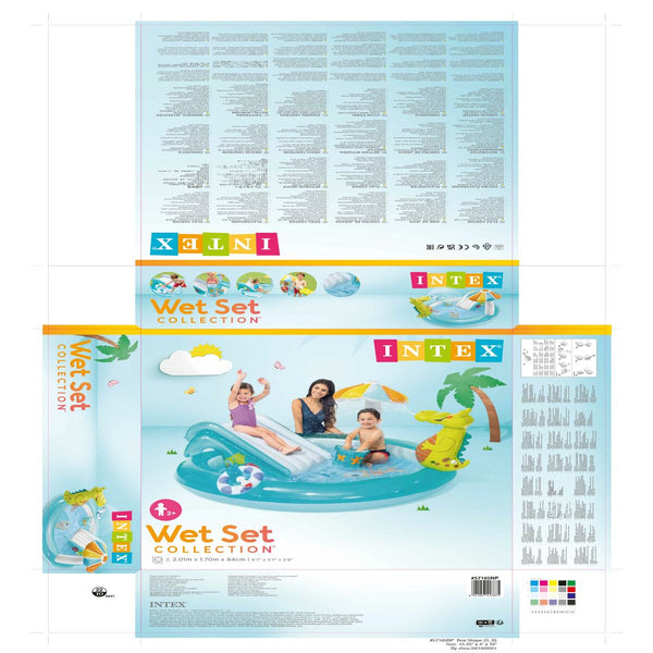 Aufblasbares Planschbecken für Kinder Intex Spielplatz Krokodil 201 x 84 x 17 cm (3 Stück)