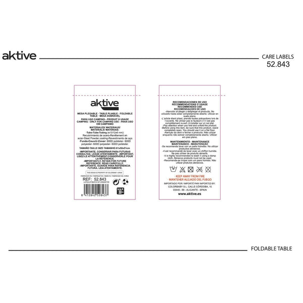 Table Klapptisch Aktive Schwarz Textil 61 x 51 x 50 cm (4 Stück)