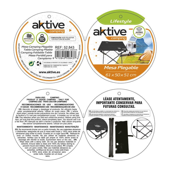 Table Klapptisch Aktive Schwarz Textil 61 x 51 x 50 cm (4 Stück)