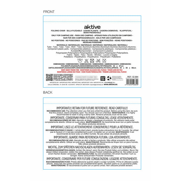 Camping Klappstuhl Aktive Dunkelgrau 45 x 91 x 47 cm (6 Stück)