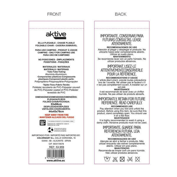 Gepolsterte Campingstuhl Aktive Mediterranean türkis 44 x 76 x 45 cm (4 Stück)