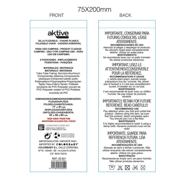 Gepolsterte Campingstuhl Aktive Mykonos Gestreift 47 x 85 x 50 cm (4 Stück)