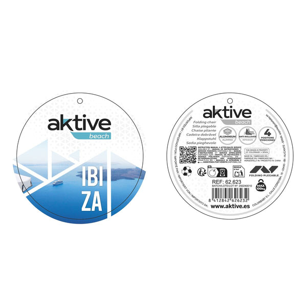 Klappstuhl mit Kopfstütze Aktive Ibiza Beige 51 x 76 x 45 cm (2 Stück)