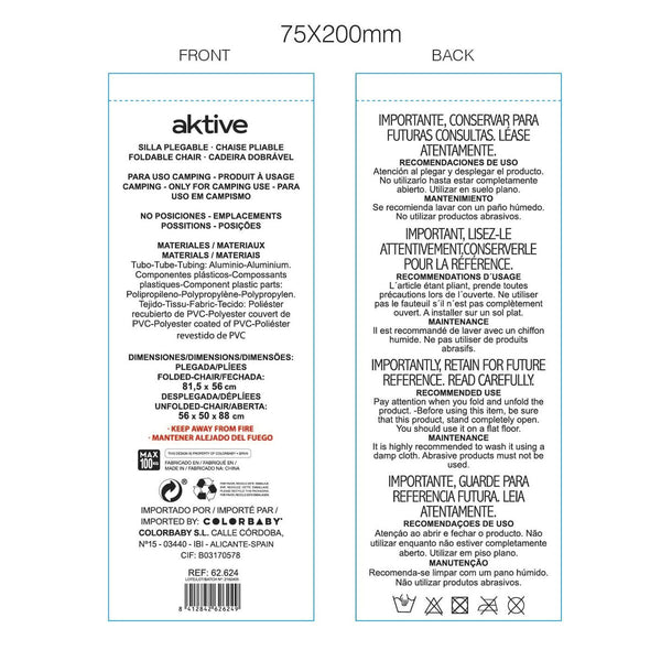 Gepolsterte Campingstuhl Aktive Flamingo Koralle 48 x 88 x 50 cm (4 Stück)