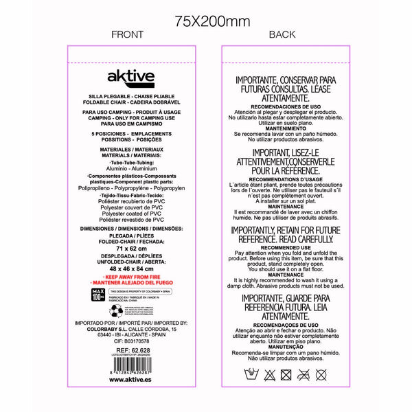 Klappstuhl mit Kopfstütze Aktive Flamingo Koralle 48 x 84 x 46 cm (2 Stück)