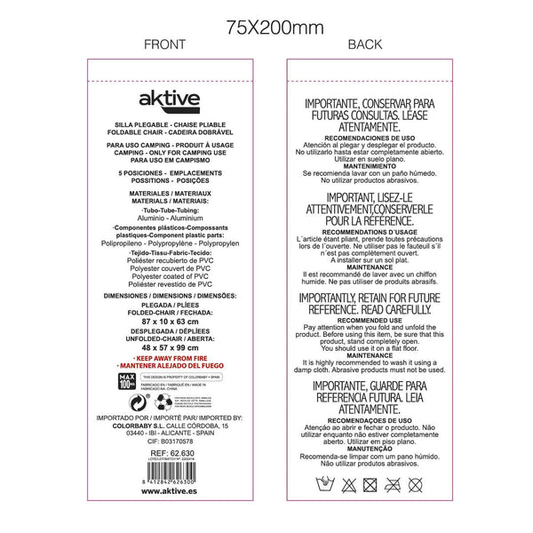 Gepolsterte Campingstuhl Aktive Flamingo Koralle 48 x 99 x 57 cm (4 Stück)