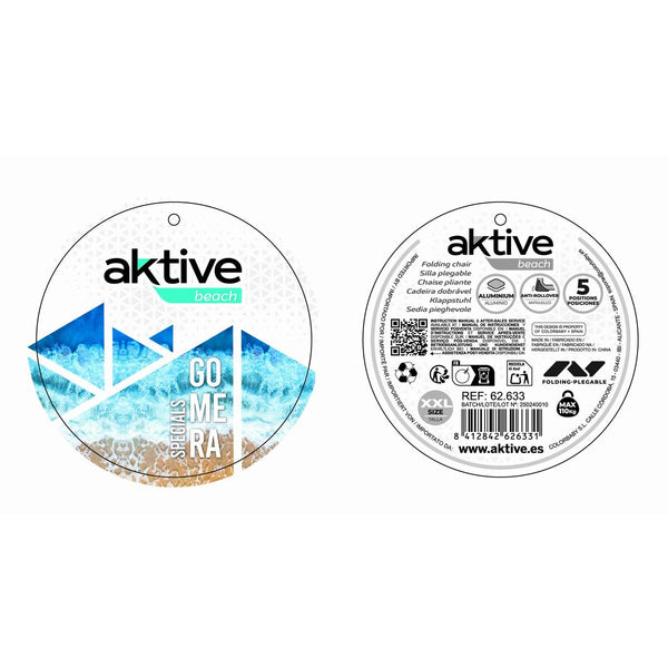 Klappstuhl mit Kopfstütze Aktive Blau 55 x 86 x 66 cm (2 Stück)