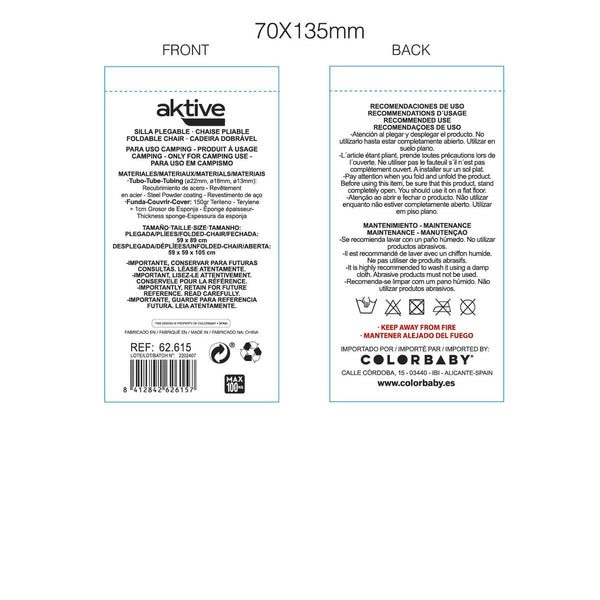 Gepolsterte Campingstuhl Aktive Gestreift Weiß Marineblau 46 x 101 x 59 cm (4 Stück)