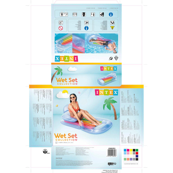 Aufblasbarer Pool-Sessel Intex Regenbogen 160 x 53 x 85 cm (6 Stück)