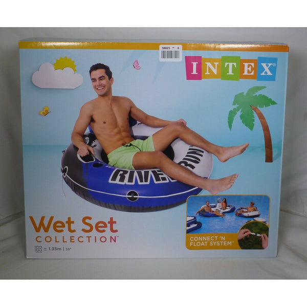 Aufblasbarer Pool-Sessel Intex River Run Blau Weiß 135 x 13,5 cm (6 Stück)