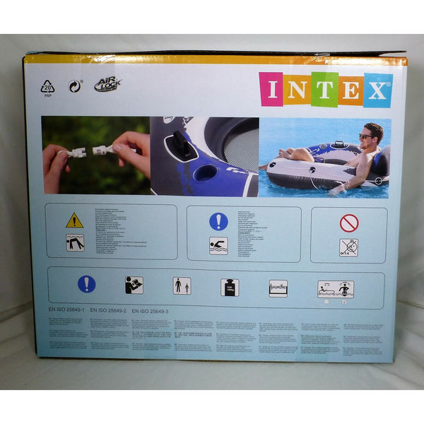 Aufblasbarer Pool-Sessel Intex River Run Blau Weiß 135 x 13,5 cm (6 Stück)