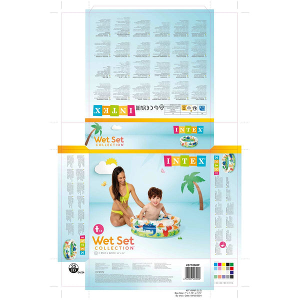 Aufblasbares Planschbecken für Kinder Intex Dinosaurier Ringe 28 L 33 L 61 x 22 x 61 cm (12 Stück)