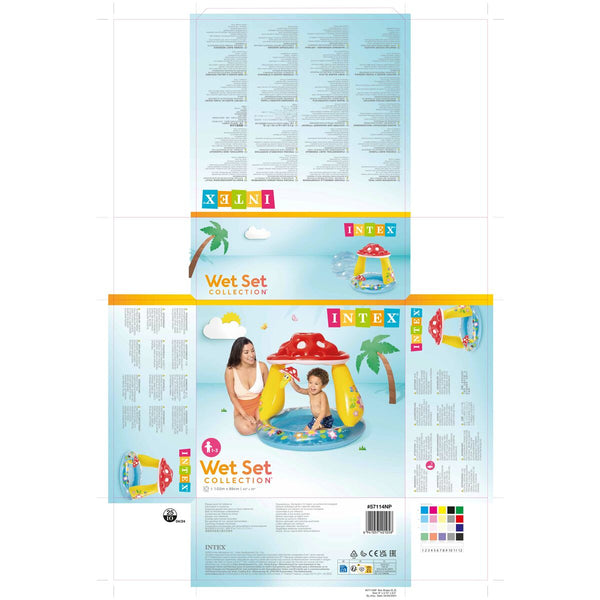 Aufblasbares Planschbecken für Kinder Intex Champignons Markise 45 L 102 x 89 x 102 cm (6 Stück)