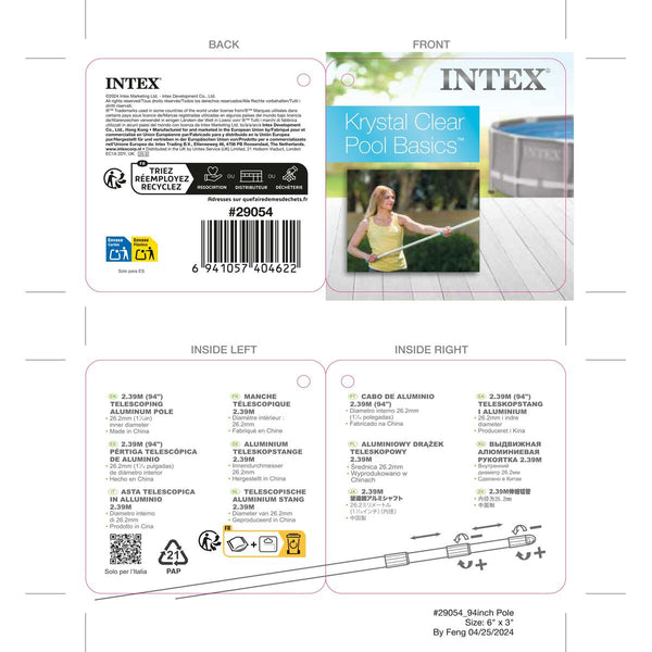 Teleskopstiel Intex 3,5 x 239 x 3,5 cm (24 Stück)