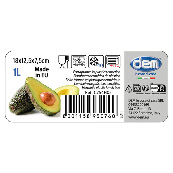 Lunchbox hermetisch Dem rechteckig 18 x 12,5 x 7,5 cm (24 Stück)