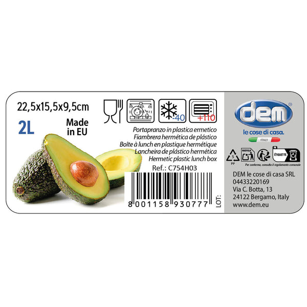 Lunchbox hermetisch Dem rechteckig 22,5 x 15,5 x 9,5 cm (12 Stück)