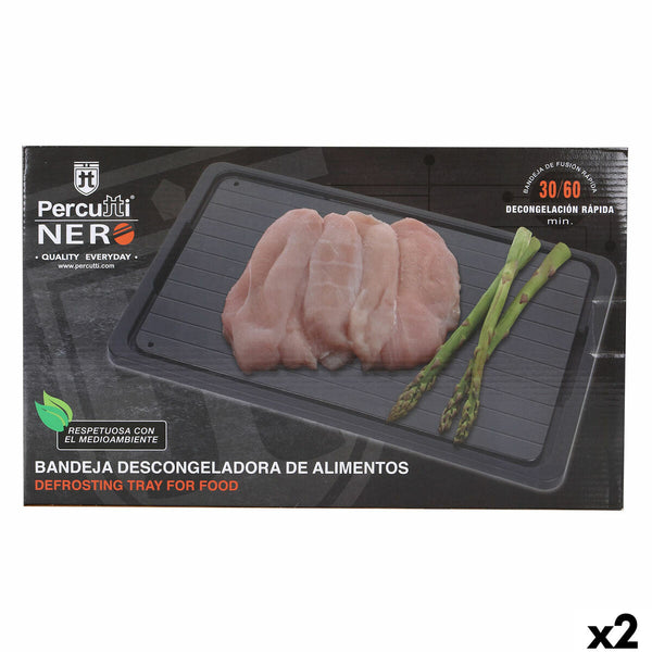 Schnelle Auftauplatte für Nahrungsmittel Percutti   Schwarz 39 x 23 cm Entfrostfunktion (2 Stück)