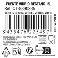 Ofenschüssel Quttin   Durchsichtig Glas rechteckig 5 L 40,2 x 26,4 x 7 cm (6 Stück)