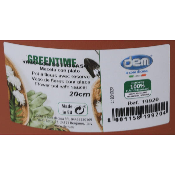 Blumentopf mit Unterteller Dem Greentime Braun 20 x 20 x 16 cm (12 Stück)