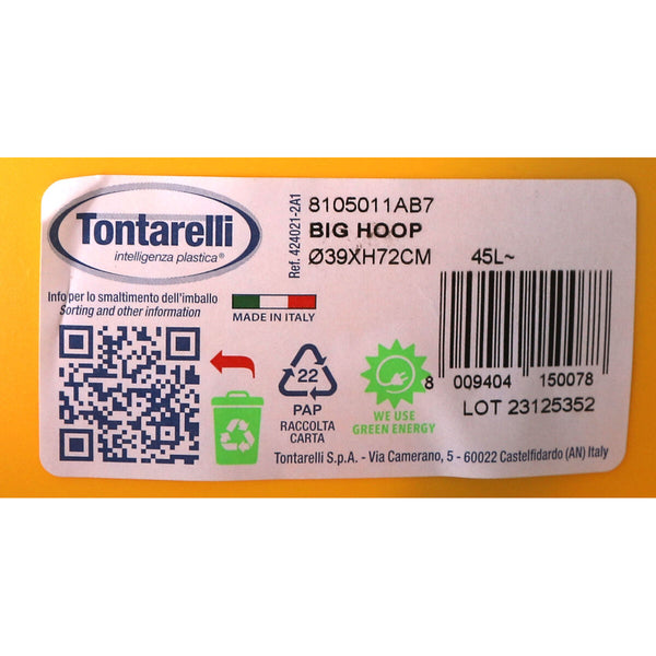 Abfalleimer Tontarelli Big hoop Gelb Schwarz 50 L (10 Stück)