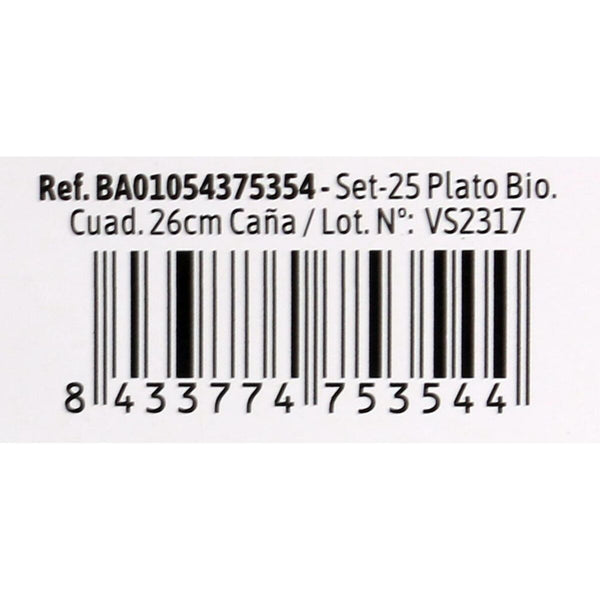Geschirr-Set Algon Einwegartikel Weiß Zuckerrohr karriert 26 cm (8 Stück)