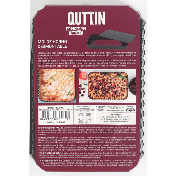 Kuchenspringform Quttin Schwarz Kohlenstoffstahl 22,5 x 15,5 x 3 cm (12 Stück)