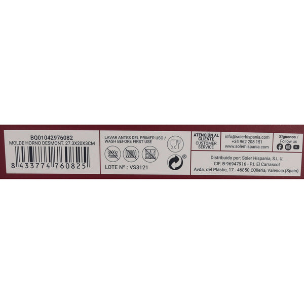 Kuchenspringform Quttin rechteckig 27,3 x 20 x 3 cm (6 Stück)