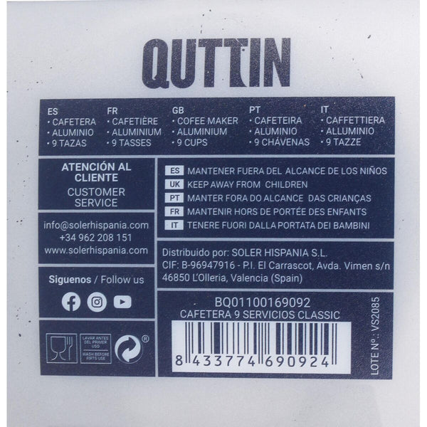 Italienische Kaffeemaschine Quttin 9 Tassen (6 Stück)