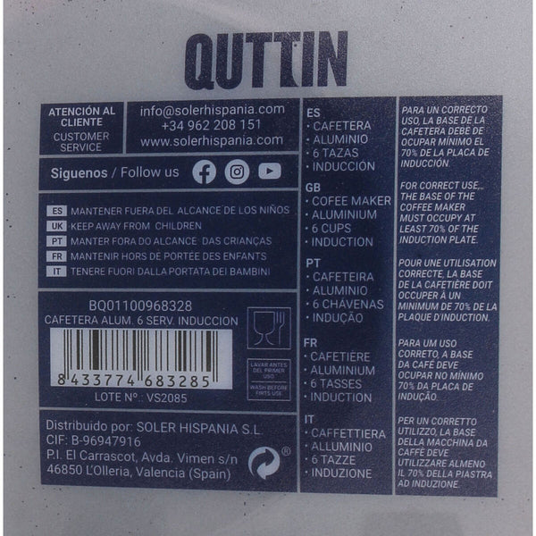 Italienische Kaffeemaschine Quttin Aluminium 6 Tassen (6 Stück)