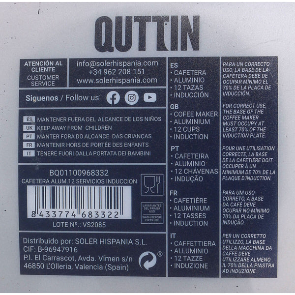 Italienische Kaffeemaschine Quttin Aluminium 12 Kopper (6 Stück)