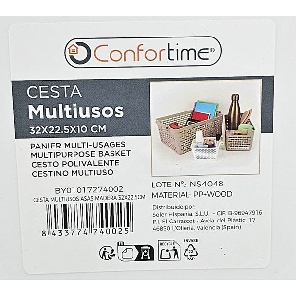 Mehrzweckkorb Confortime Holz 37 x 23 x 11 cm 32 x 22,5 x 10 cm (18 Stück)