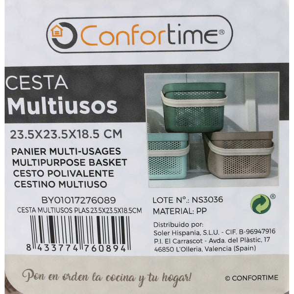 Mehrzweckkorb Confortime Kunststoff 8 L 23,5 x 23,5 x 18,5 cm (24 Stück)