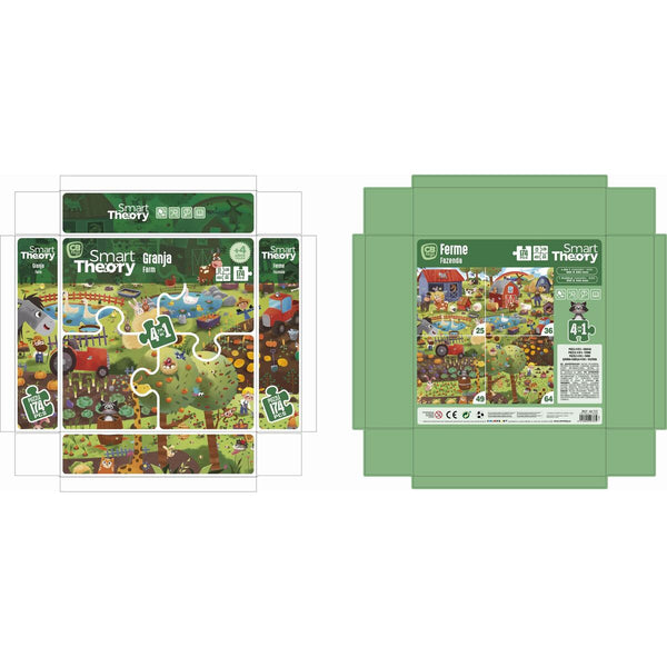 Kinderpuzzle Colorbaby 4 in 1 174 Stücke Bauernhof 68 x 68 cm (6 Stück)