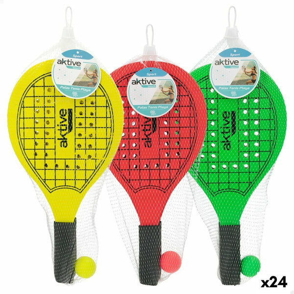 Strandschläger mit Ball Aktive Holz 20,5 x 39,5 cm (24 Stück)