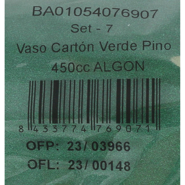 Gläserset Algon Einwegartikel Pappe grün 7 Stücke 450 ml (16 Stück)