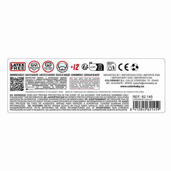 Erwachsenen-Schwimmbrille AquaSport Schwarz (12 Stück)