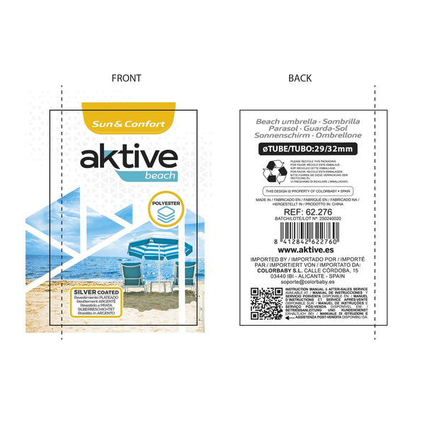 Solskærm Aktive Creme Aluminium 240 x 235 x 240 cm (6 Stück)