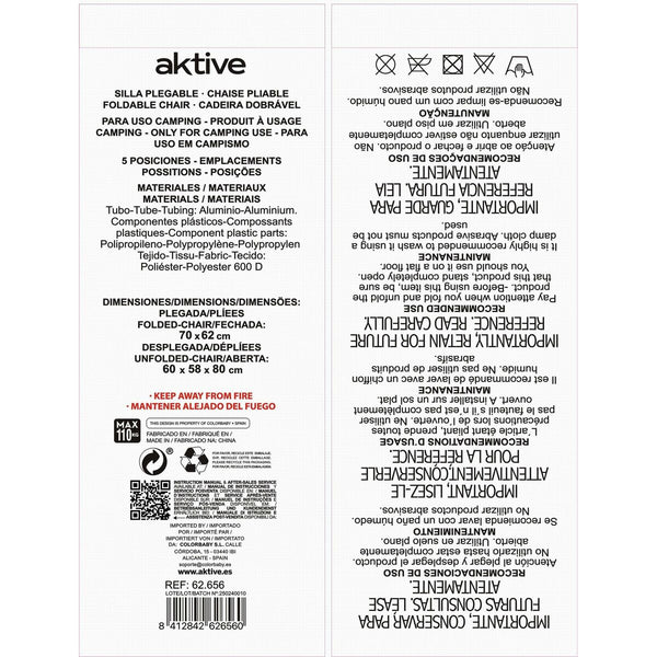 Strandstuhl Aktive Blau Weiß 49 x 78 x 56 cm (2 Stück)