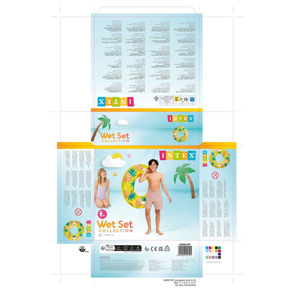 Aufblasbarer Donut-Schwimmhilfe Intex Tropical Fruits Ø 107 cm (12 Stück)