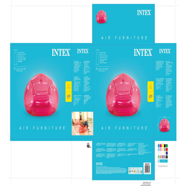 Aufblasbarer Pool-Sessel Intex Beanless Durchsichtig Rosa 137 x 74 x 127 cm (4 Stück)