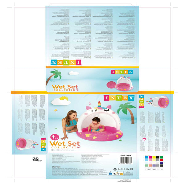 Aufblasbares Planschbecken für Kinder Intex Katze Einhorn 45 L 101 x 102 x 102 cm (6 Stück)