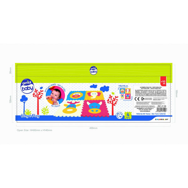 Puzzleteppich Colorbaby 4 Stücke tiere 118 x 118 cm EVA (2 Stück)